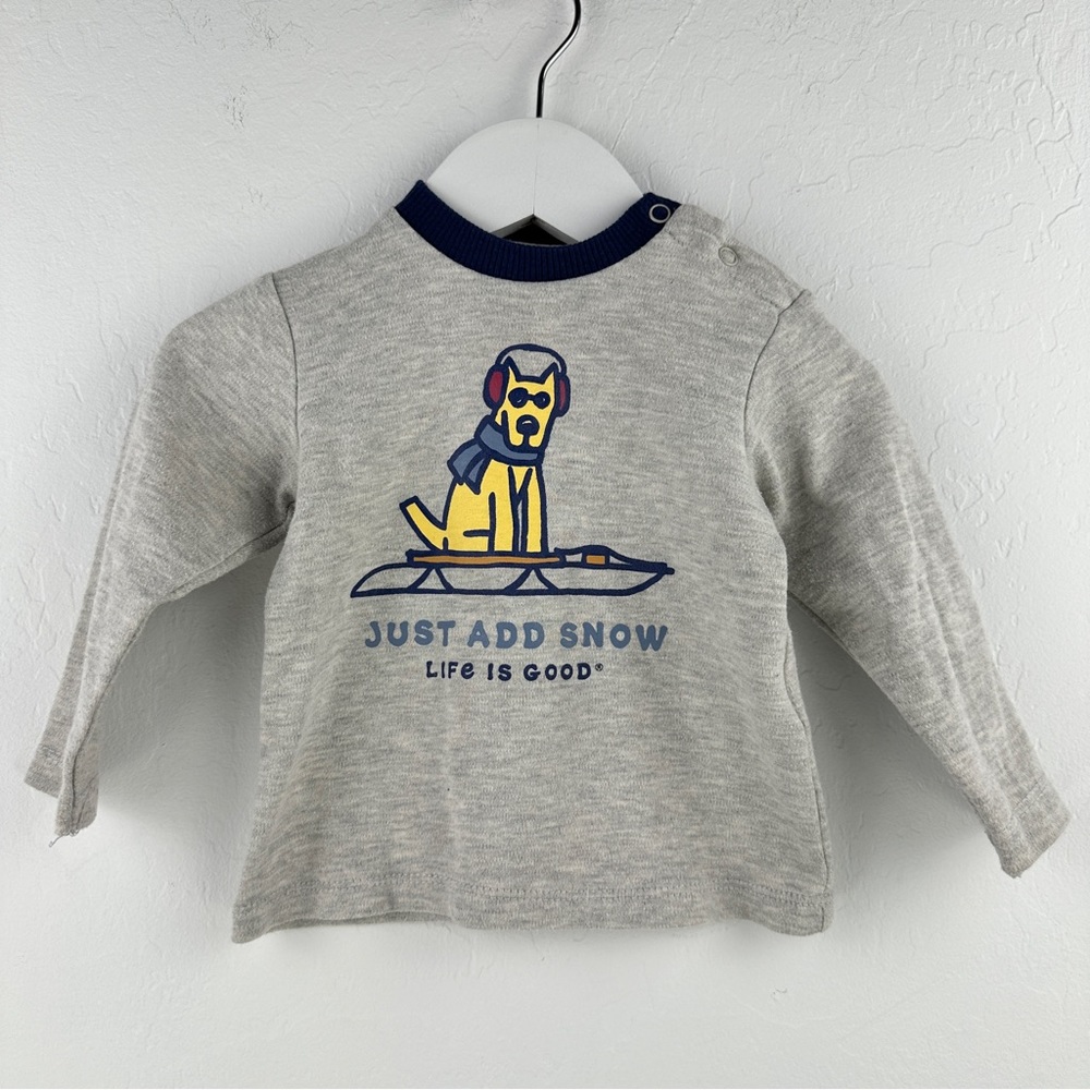 Life Is Good Just Add Snow Gray Longsleeve Short Sz 12M